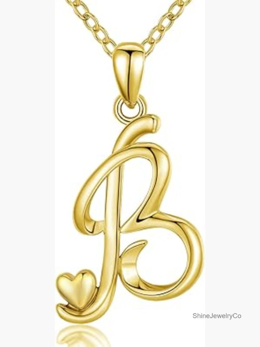 Initial Pendant Necklace 26 Letters Rose Gold Heart 18 inch